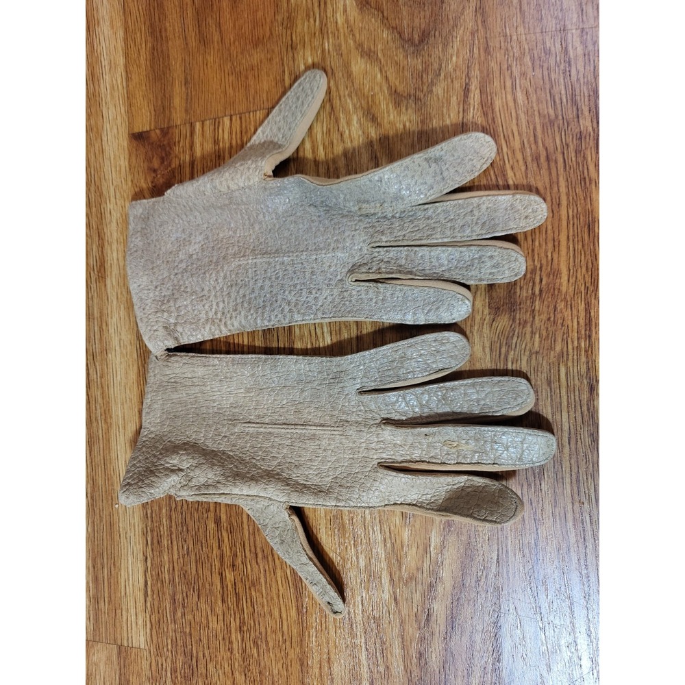Vintage Van Raalte Faux Snake Skin Nylon Gloves Beige XL